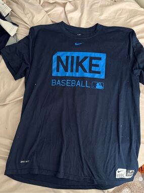 Nike Navy T-Shirt with Bright Blue Nike Baseball Logo